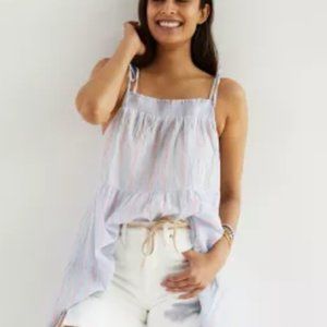 Maeve Pink and Blue Ruffled Tiered Tunic NWT from Anthropologie